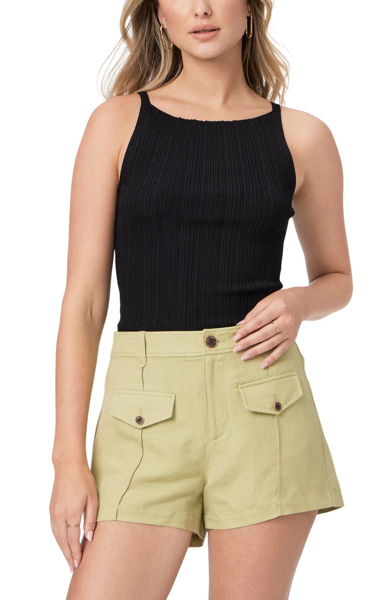 PAIGE Brittane Linen Blend Shorts, Alternate, color, Paleolive