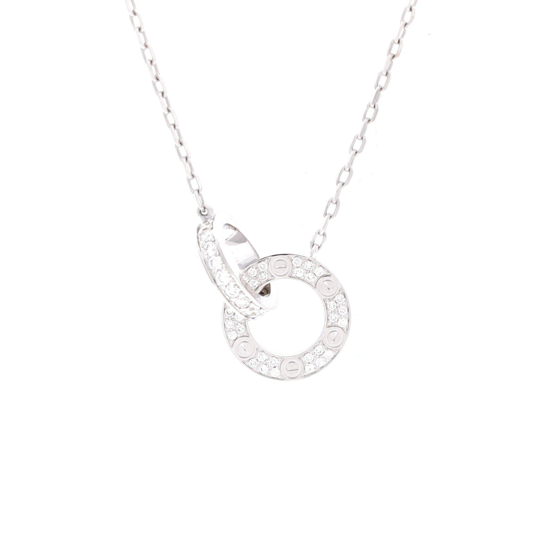 Love Interlocking Pave Necklace 18K White Gold and Diamonds, Main, color, Metallic Gold