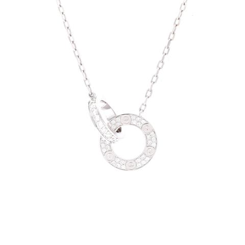 Love Interlocking Pave Necklace 18K White Gold and Diamonds