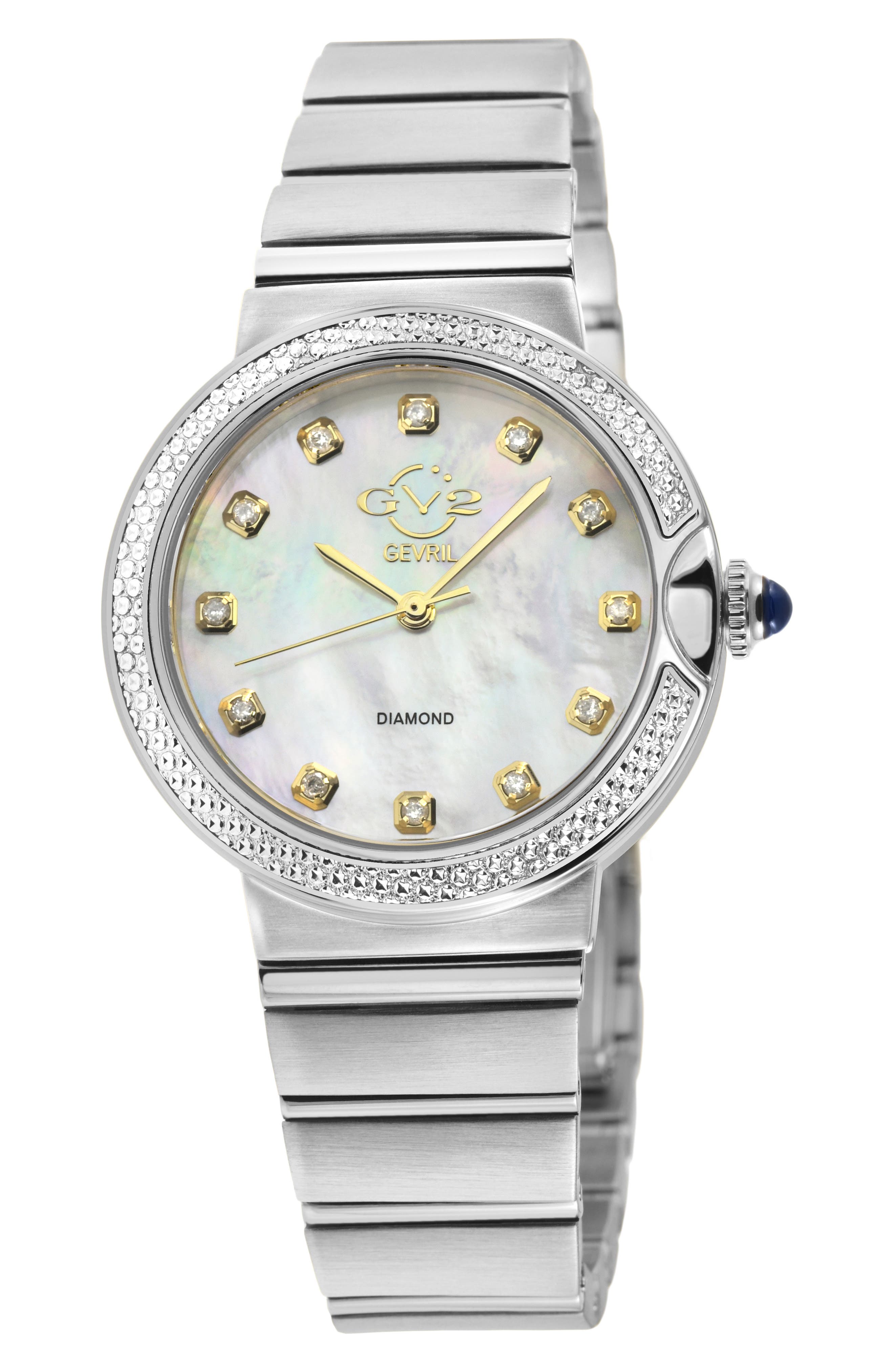 GEVRIL Sorrento Swiss Quartz Diamond Bracelet Watch, 32mm
