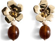 MANGO Floral Drop Earrings