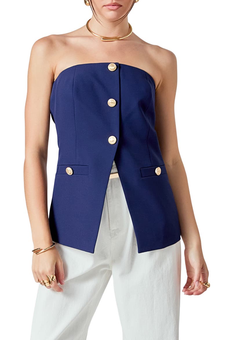 Strapless Suit Top, Main, color, NAVY