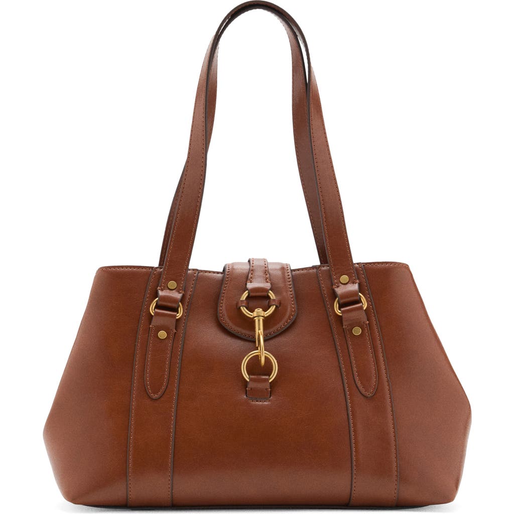Mango Large Faux Leather Shoulder Bag In Brown