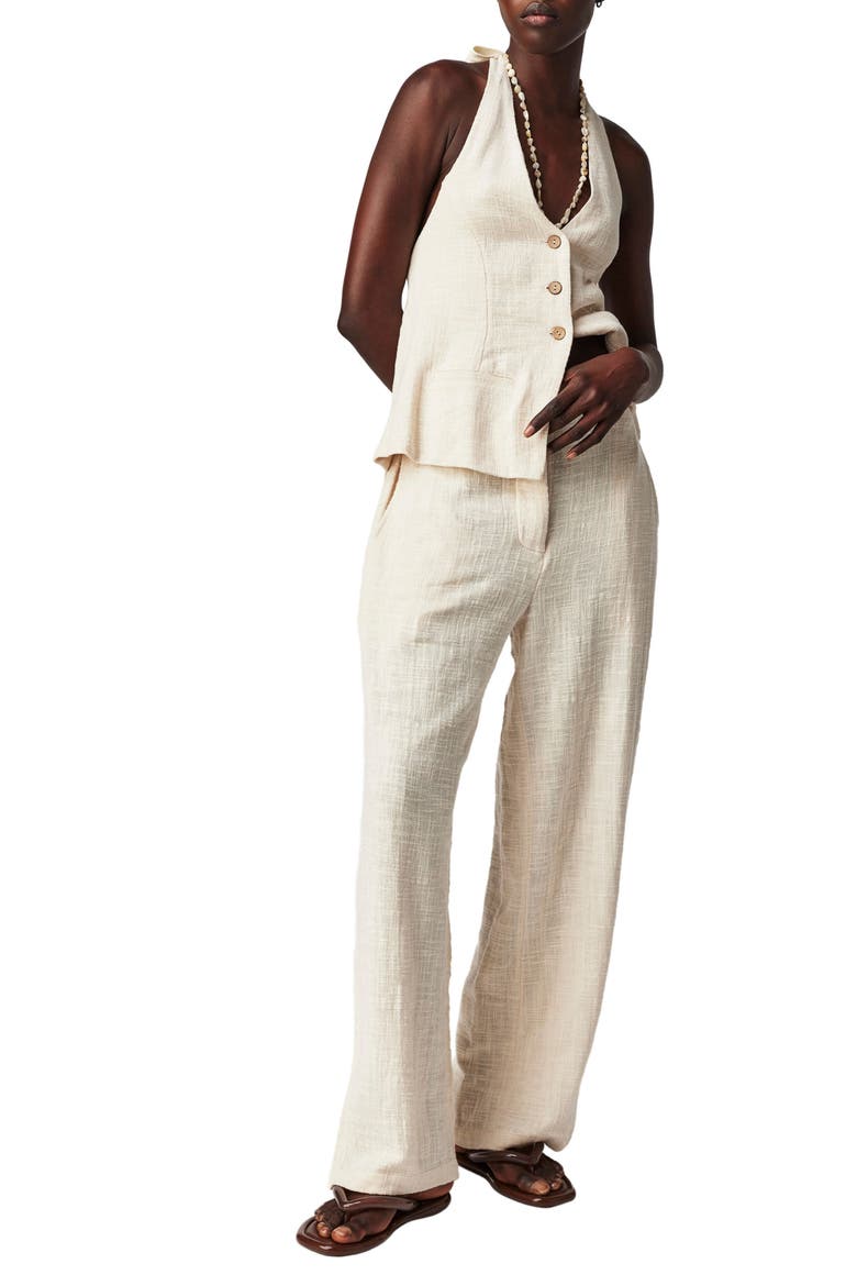Take Me to Paris Halter Neck Cotton Vest & Pants Set, Main, color, CONCH