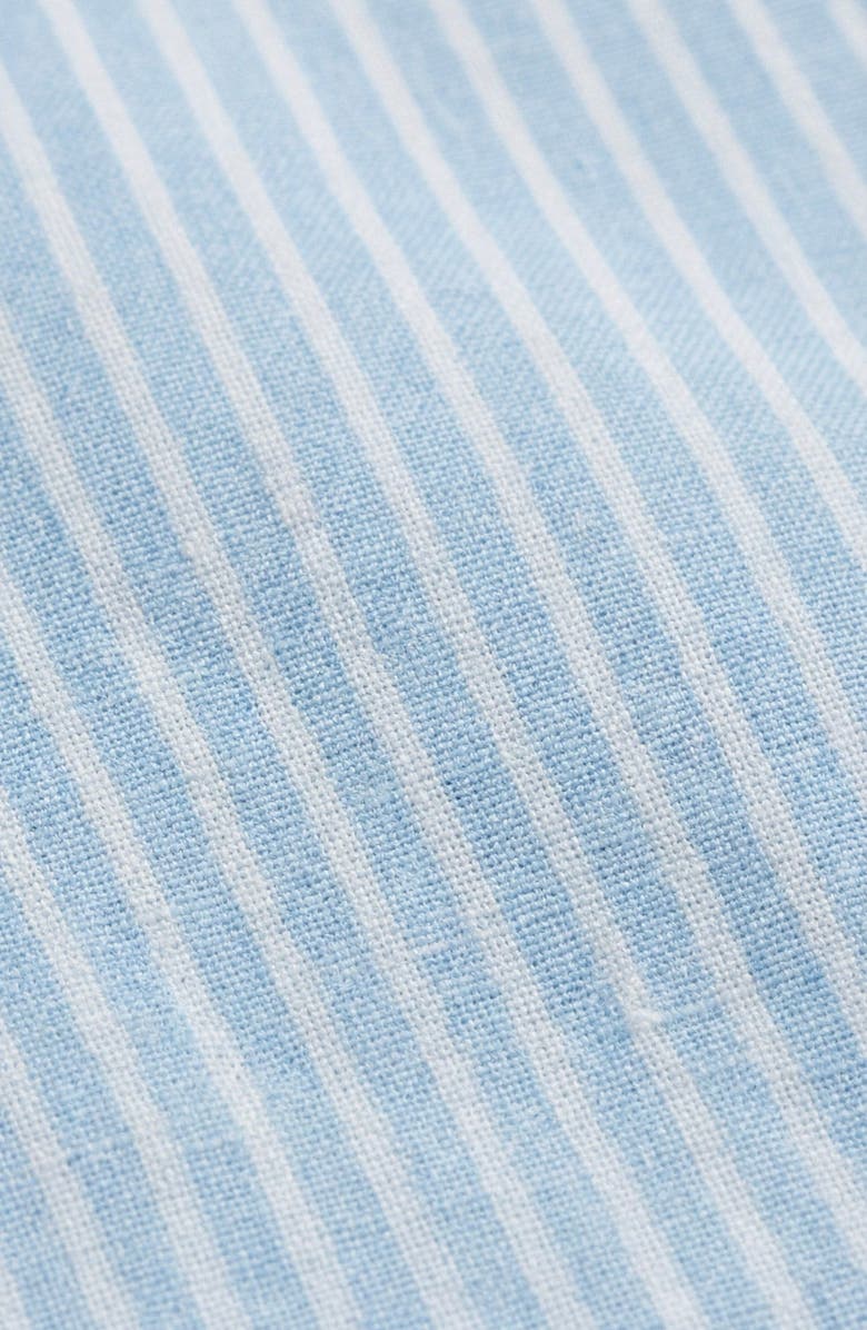 Modenaire Striped Button-Front Scalloped Collar Dress, Alternate, color, Light Blue / White