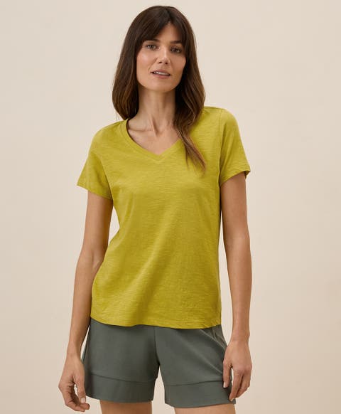 Organic Cotton Featherweight Slub V-Neck Tee