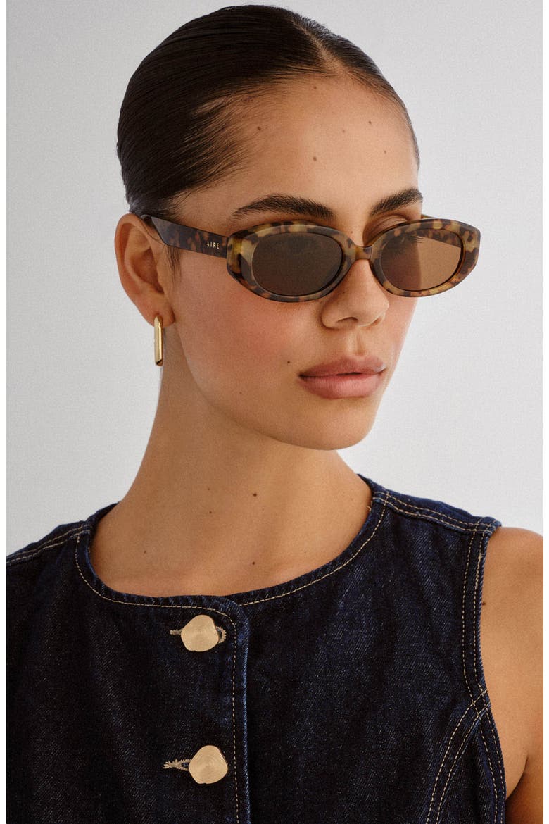 Affinity 52mm Oval Sunglasses, Alternate, color, MOTTLED TORT / BROWN MONO