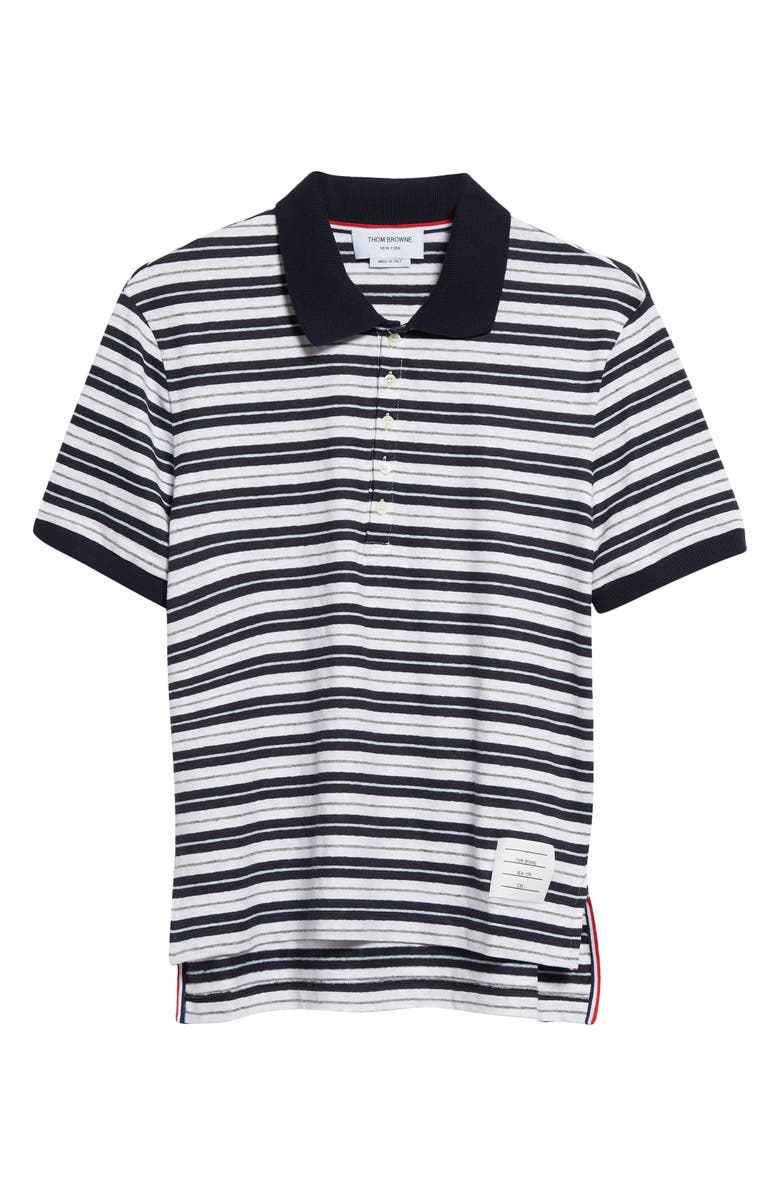 Thom Browne Stripe Stretch Linen Polo, Alternate, color, 