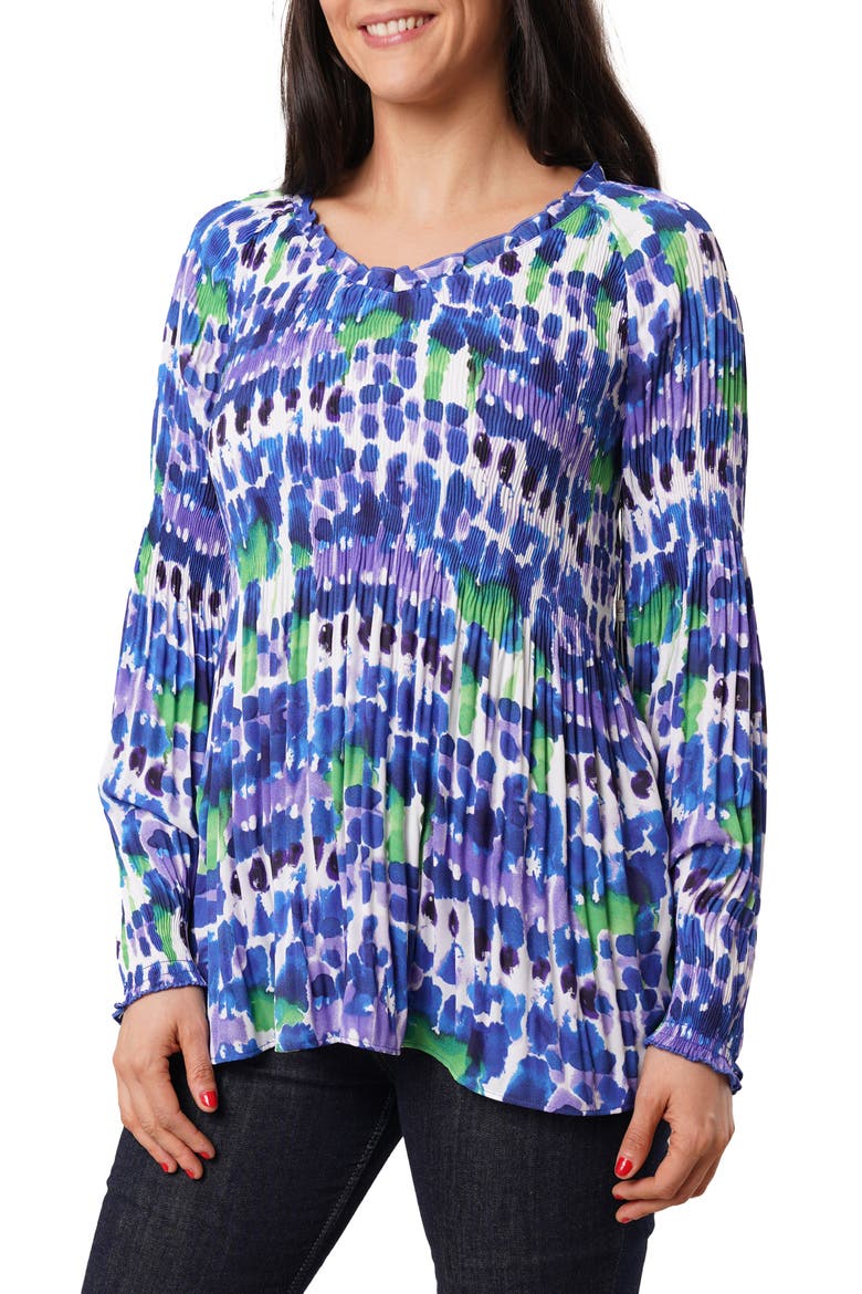 Pleated Ruffle Top, Main, color, RAYA COOL