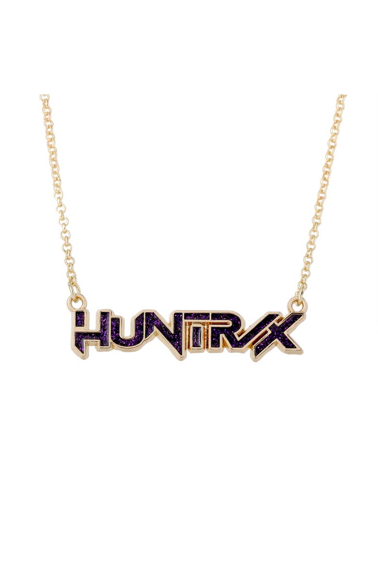 Huntrix Necklace Official License, 16"+3.25" Gold-Tone Huntrix Nameplate Necklace, K-Pop Gifts, Main, color, Gold-Tone