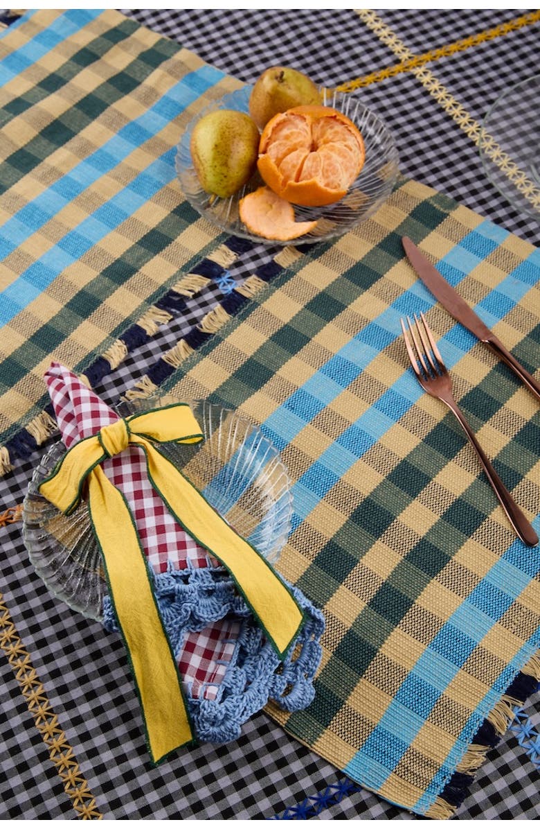 Casa Edel Cuadritos Placemat - Set of 2, Alternate, color, Cyan