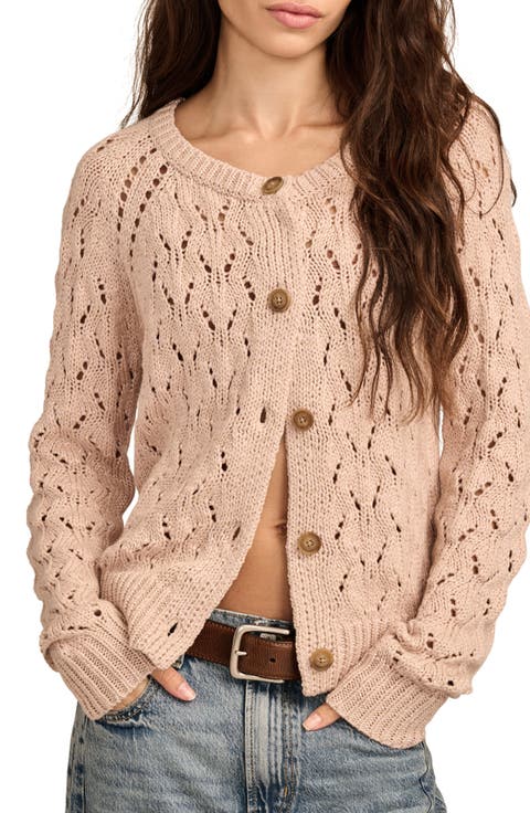 Shine Cotton Blend Pointelle Cardigan