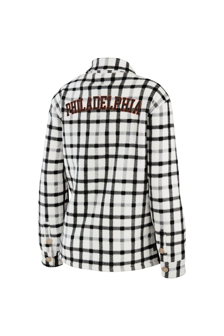 Women's WEAR by Erin Andrews Oatmeal Philadelphia Flyers Plaid Button-Up Shirt Jacket, Alternate, color, Oatmeal