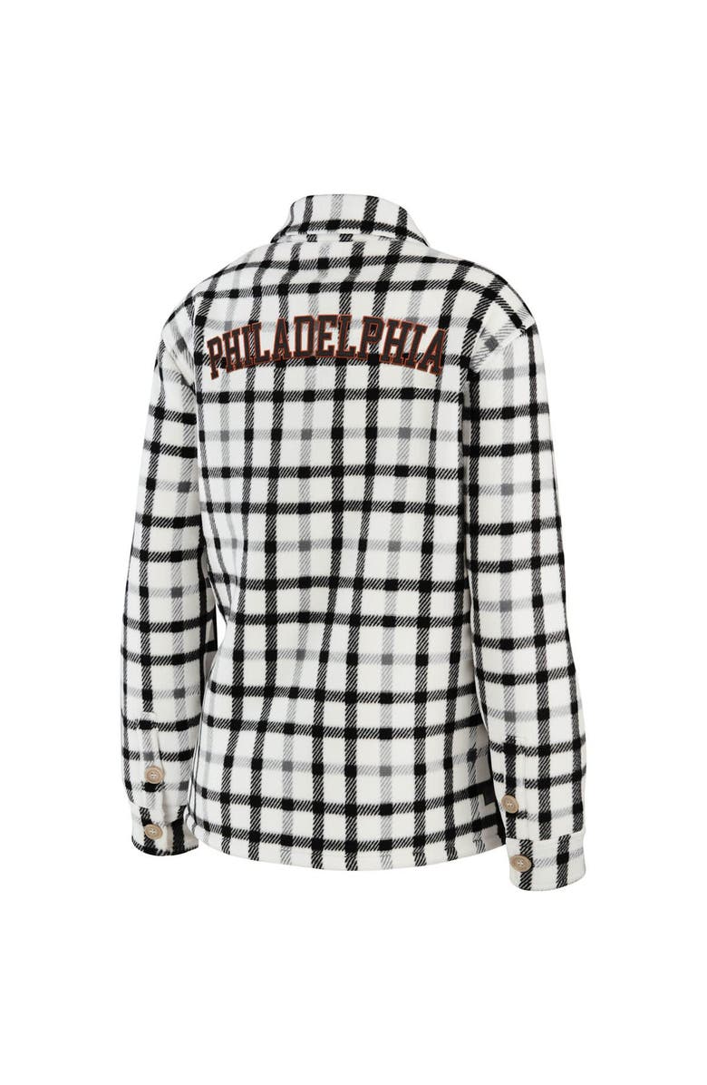 WEAR by Erin Andrews Women's WEAR by Erin Andrews Oatmeal Philadelphia Flyers Plaid Button-Up Shirt Jacket, Alternate, color, Oatmeal