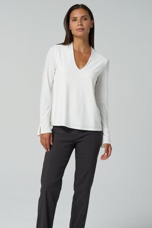 Franne Golde Luxe Stretch Long Sleeve V-neck Top