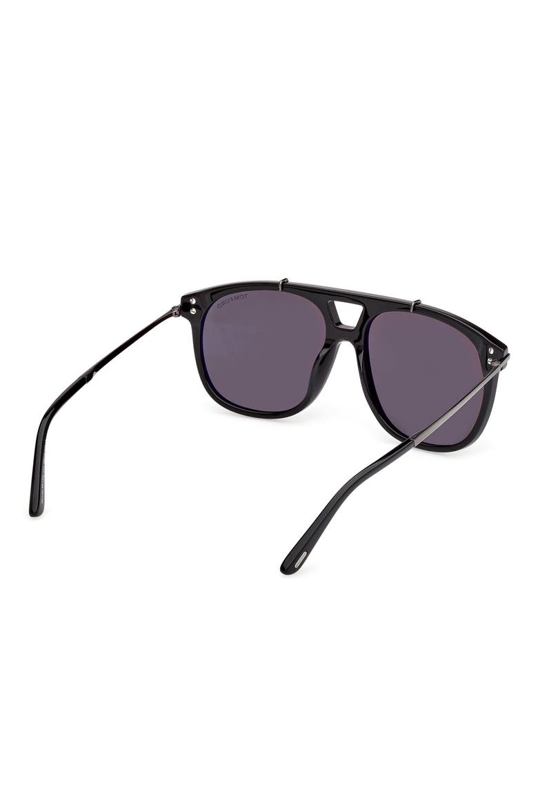 58mm Navigator Sunglasses, Alternate, color, BLACK / GUNMETAL / SMOKE LENS