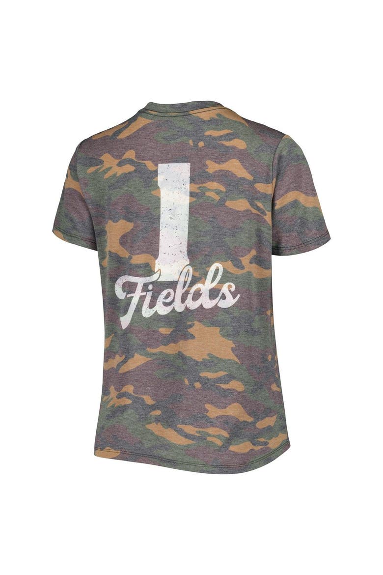 Women's Majestic Threads Justin Fields Camo Chicago Bears Name & Number V-Neck Tri-Blend T-Shirt, Alternate, color, Camo