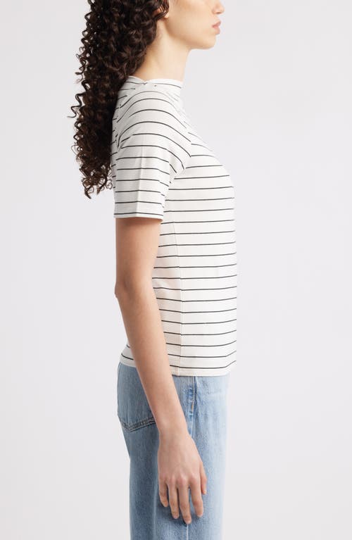 Nordstrom Pima Cotton Crewneck T-shirt In Ivory- Black Cynth Stripe