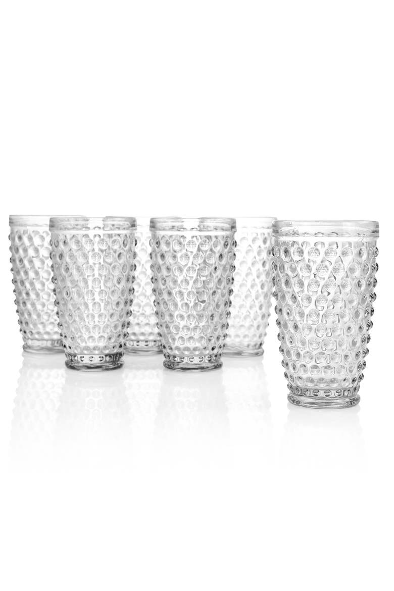 6 Piece Hobnail Handmade Glass Tumbler Set, Alternate, color, Clear