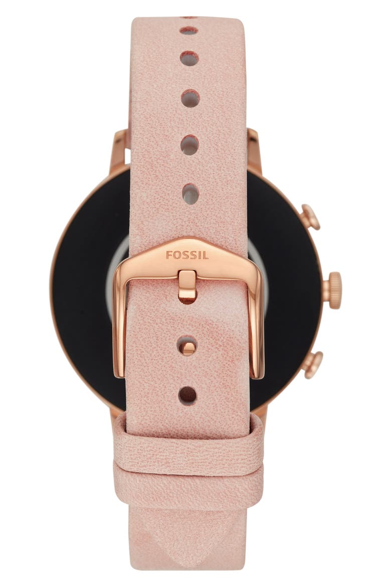 Q Venture HR Leather Strap Smart Watch, 40mm, Alternate, color, PINK/ ROSE GOLD