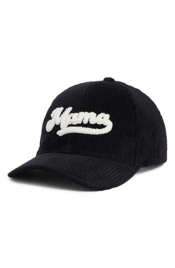 David & Young 'mama' Chenille Patch Corduroy Baseball Cap In Black
