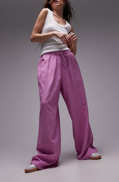 Balloon Linen Blend Wide Leg Pants