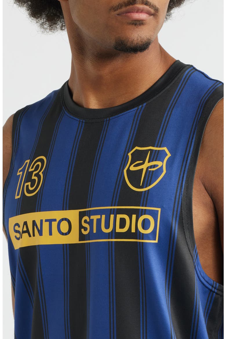 Santo Futbol Tech Stripe Tank, Alternate, color, BLACK