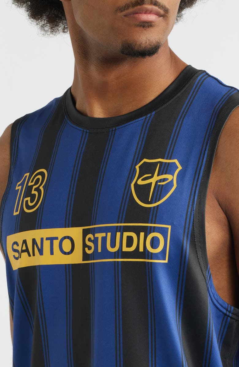 SANTO STUDIO Santo Futbol Tech Stripe Tank, Alternate, color, Black