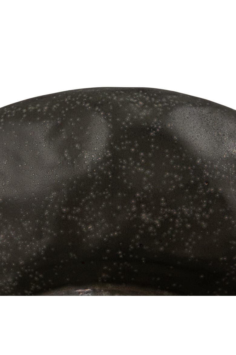 Stoneware Footed Pedestal Bowl with Handles, Reactive Glaze, Black, Alternate, color, Black