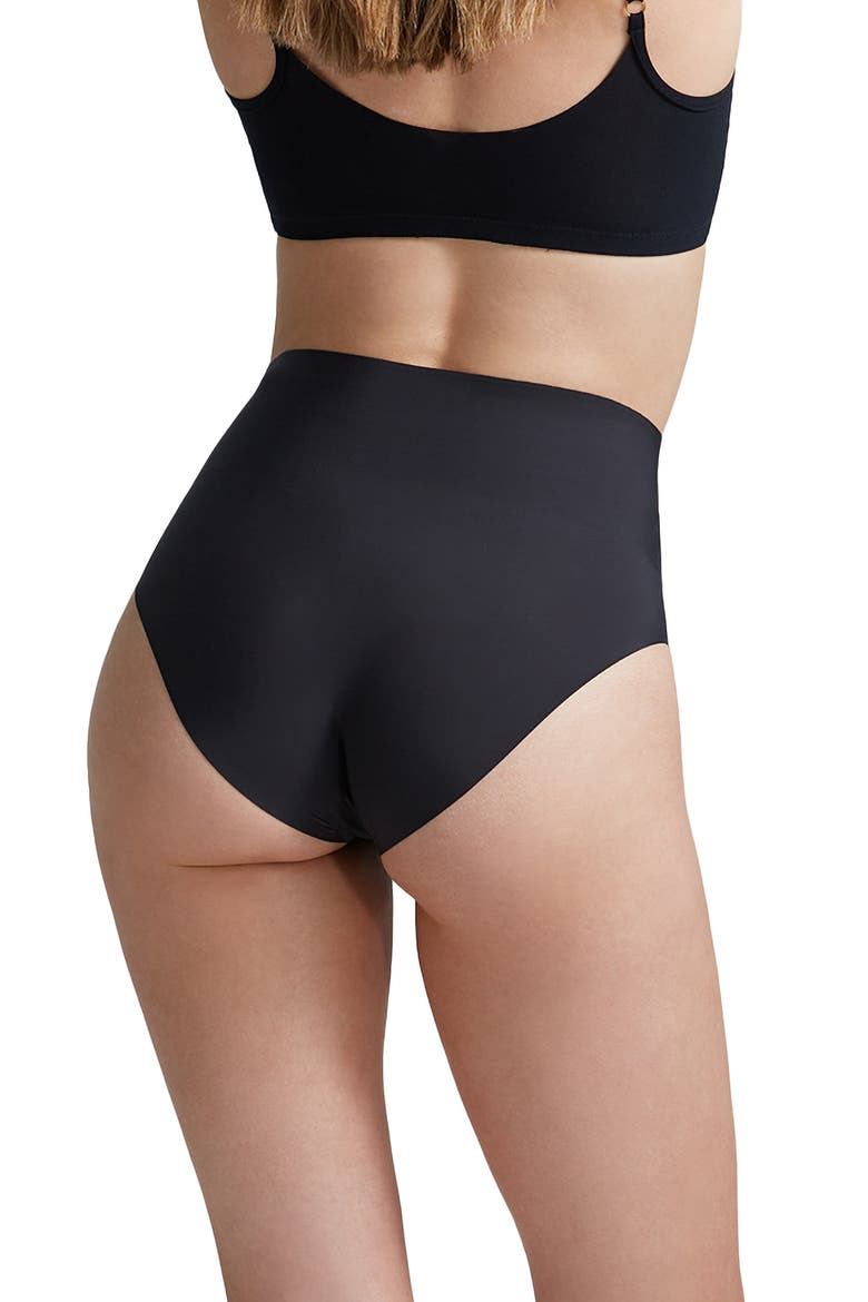Zone Smoothing High Waist Briefs, Alternate, color, BLACK