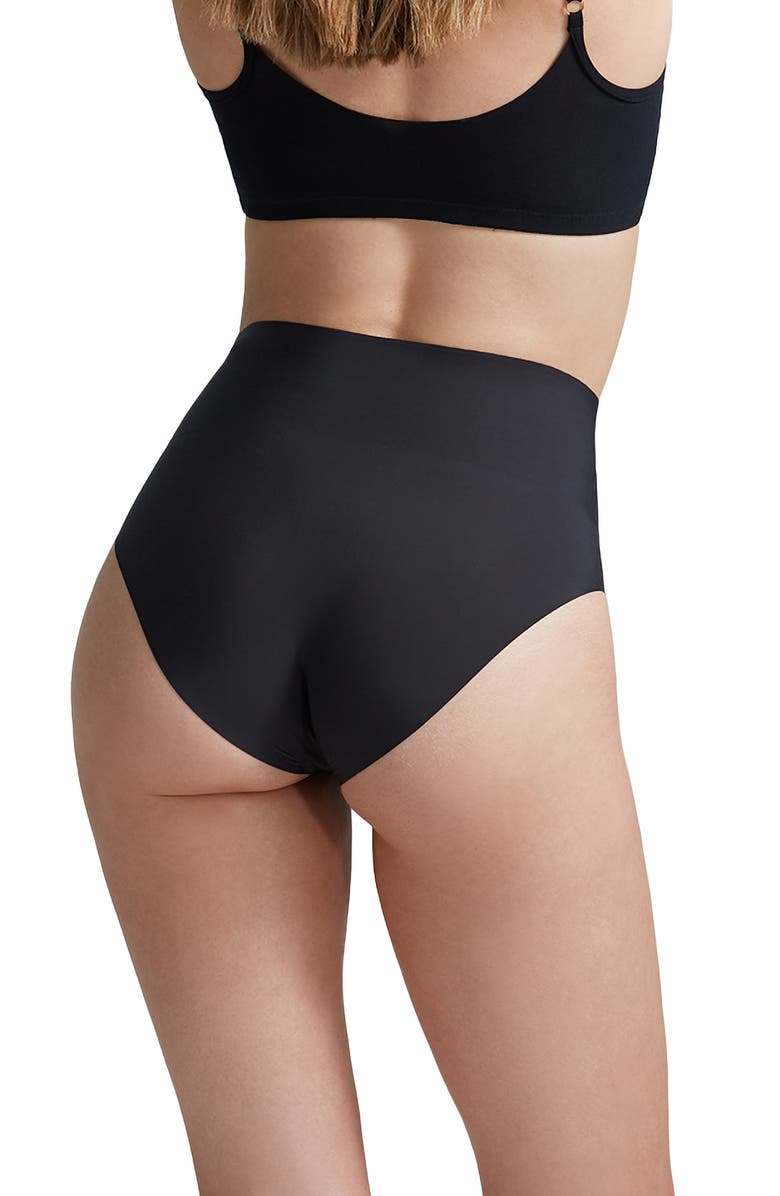 Commando Zone Smoothing High Waist Briefs, Alternate, color, Black