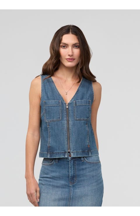 Performance Denim Zip Front Vest