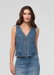 DUER Performance Denim Zip Front Vest