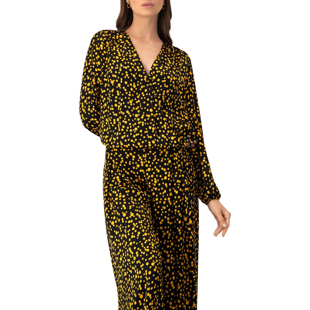 Ivonne Polka Dot Straight Blouse In Black