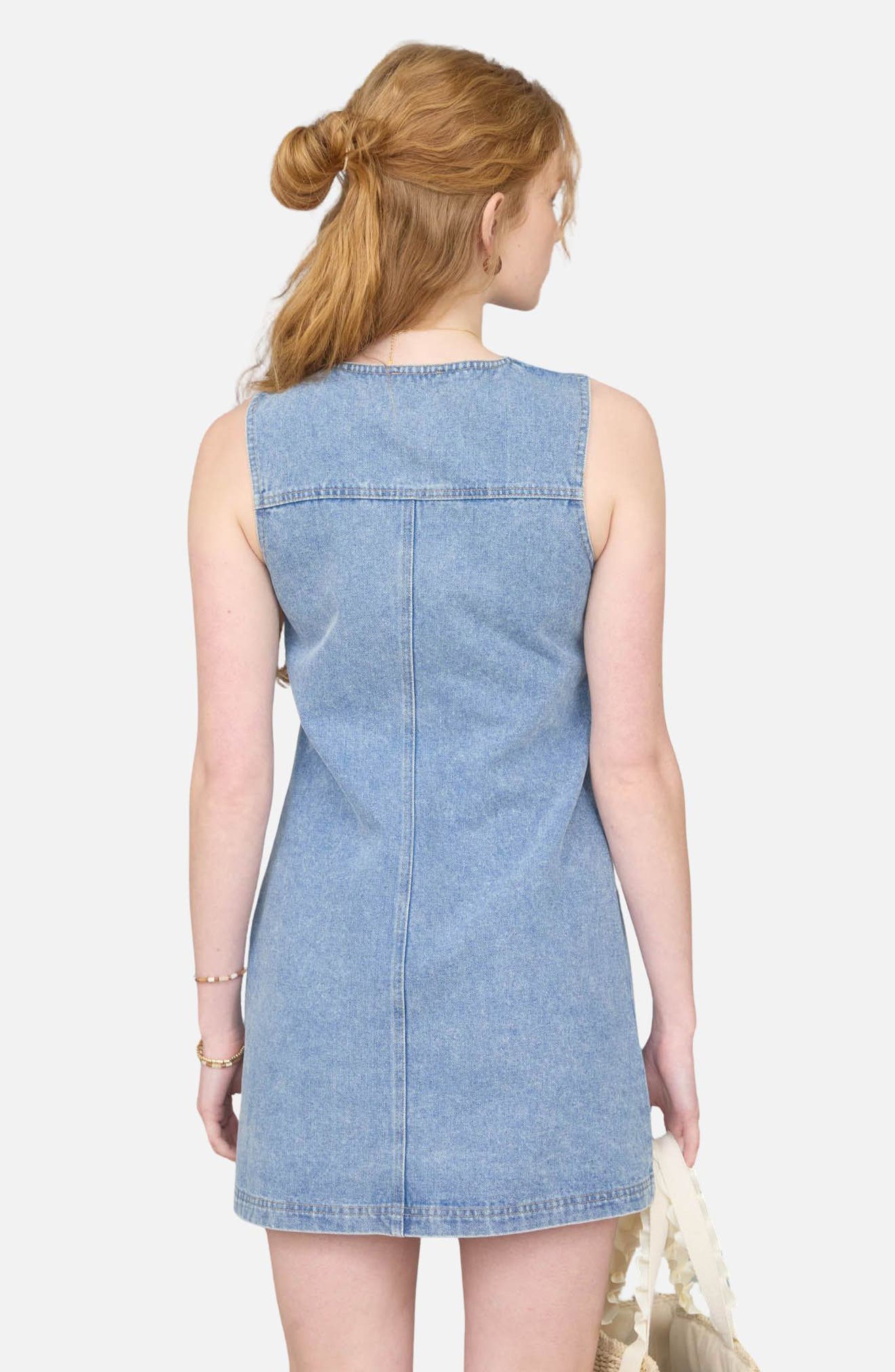 Button-Up Denim Shift Minidress - image 2