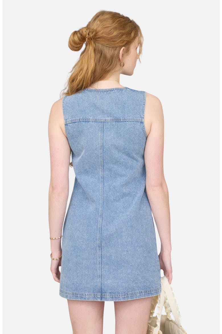 Button-Up Denim Shift Minidress, Alternate, color, DENIM