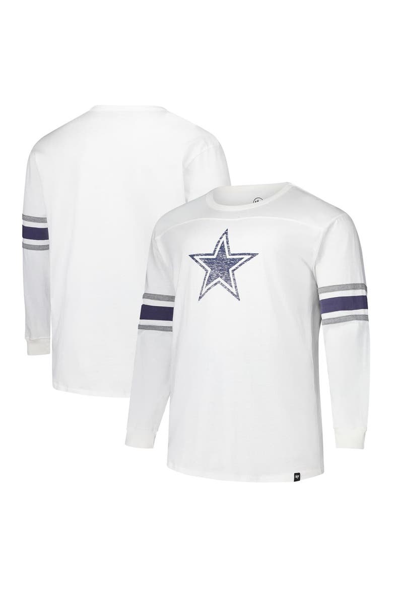 Men's '47 White Dallas Cowboys Big & Tall Premier Brex Long Sleeve T-Shirt, Main, color, White
