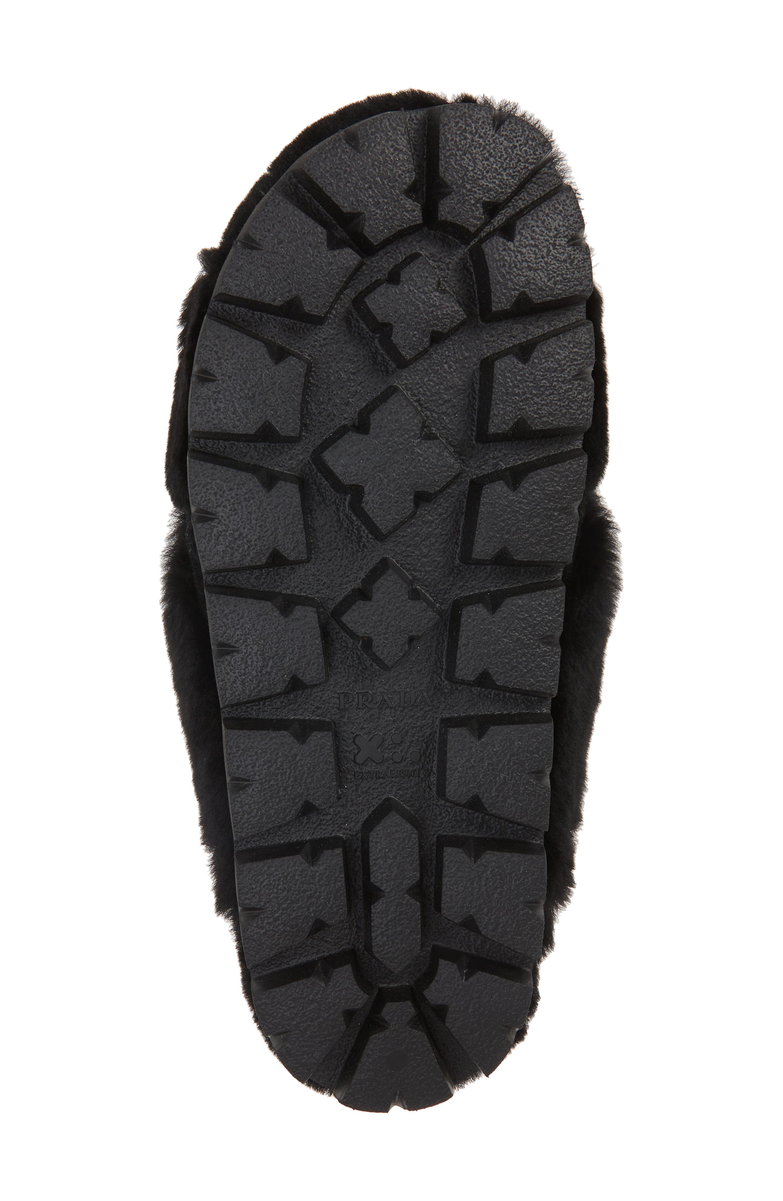 Prada Fussbett Fluffy Genuine Shearling Slide Sandal, Alternate, color, 