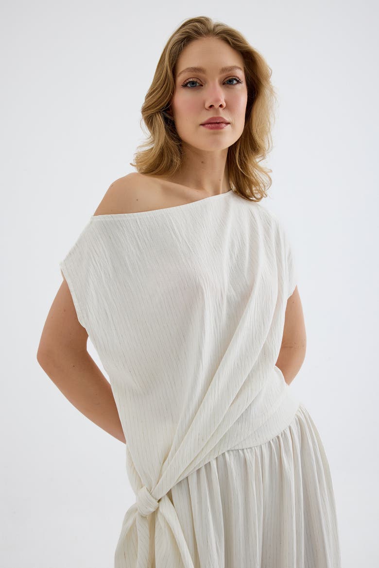 Torina Draped Viscose Top, Alternate, color, Ecru