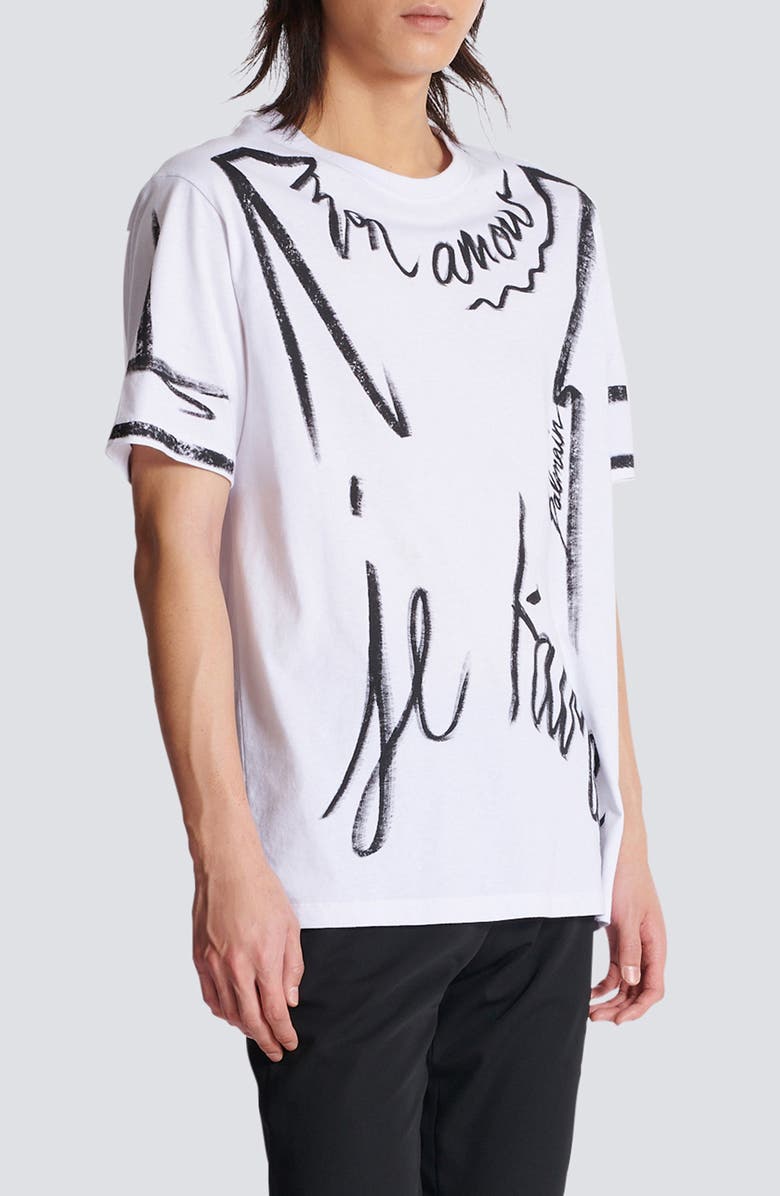 Balmain Regular Fit Je T'aime Cotton Graphic T-Shirt, Alternate, color,