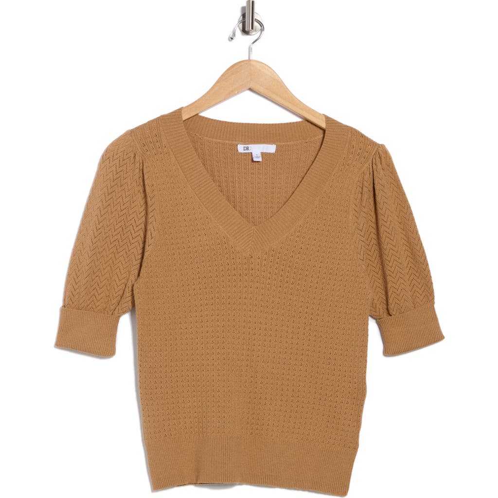 Dr2 By Daniel Rainn Pointelle Stitch Sweater In Brown