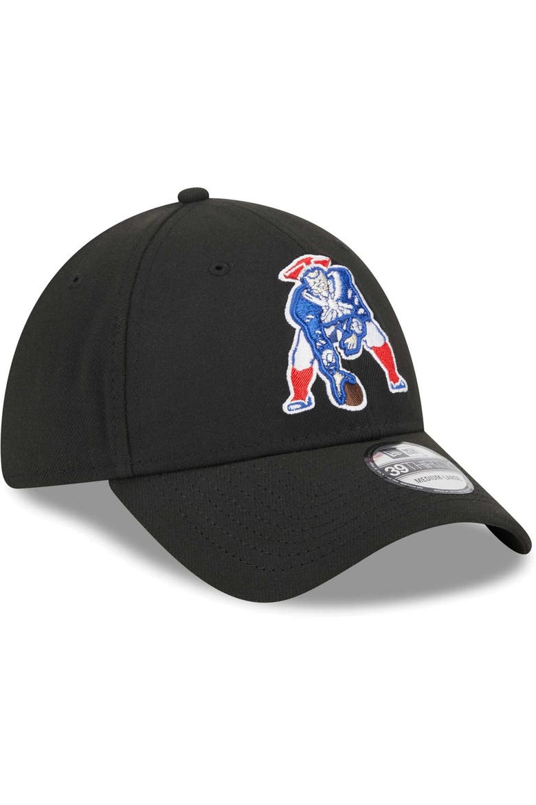 Men's New Era Black New England Patriots Throwback Main 39THIRTY Flex Hat, Alternate, color, Black
