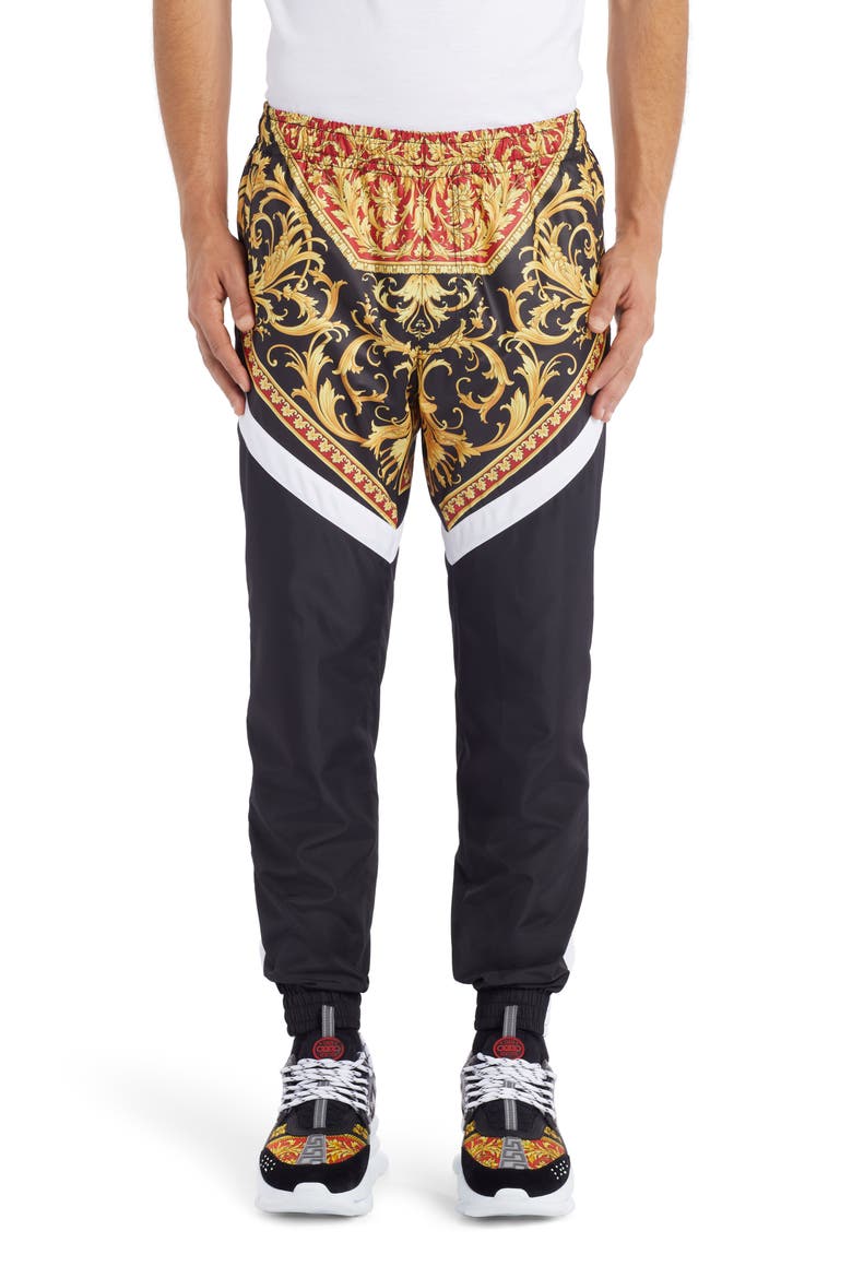 Le Pop Classique Baroque Print Track Pants, Main, color, RED PRINT