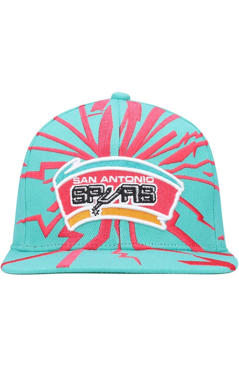 Mitchell & Ness Men's Mitchell & Ness Teal San Antonio Spurs Hardwood Classics Earthquake Snapback Hat, Alternate, color, 