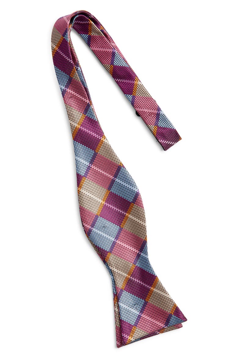 Argyle Silk Bow Tie, Alternate, color, FUCHSIA