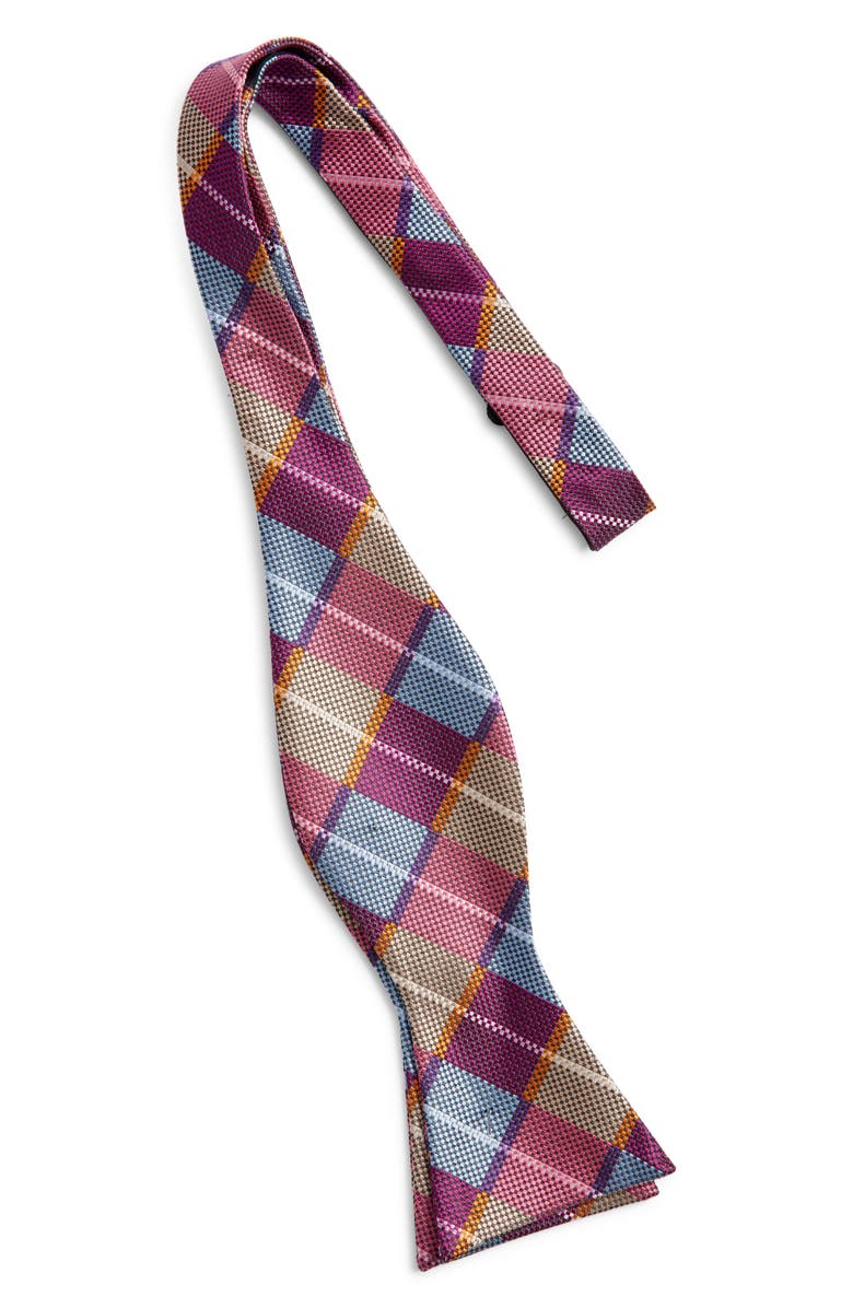 CLIFTON WILSON Argyle Silk Bow Tie, Alternate, color, Fuchsia