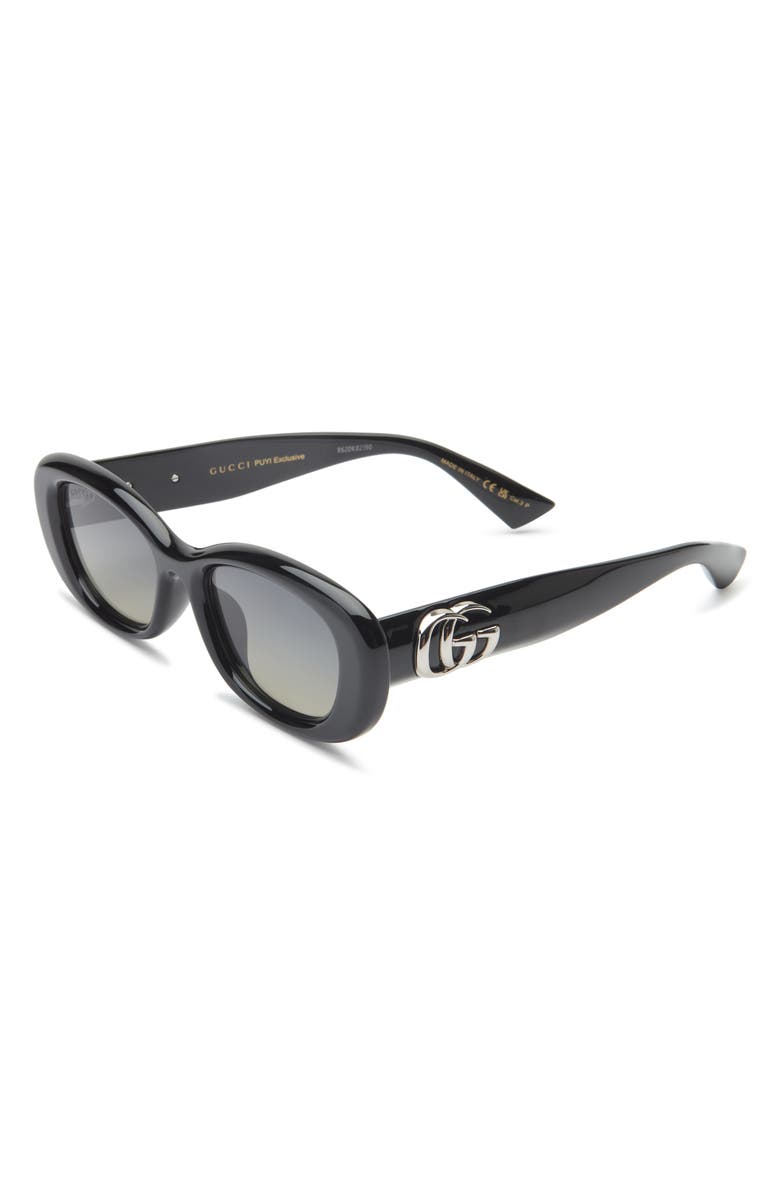 Gucci <p>53mm Polar Gradient Oval Sunglasses</p>, Alternate, color, Black Black Grey
