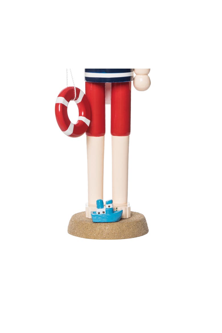 Beach Santa W/life buoy Figurine, Alternate, color, Red