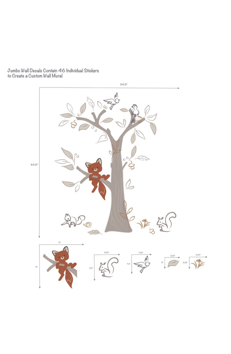 Lambs & Ivy Treetop Fox Tree w/ Woodland Animals Wall Decals/Stickers, Alternate, color, 