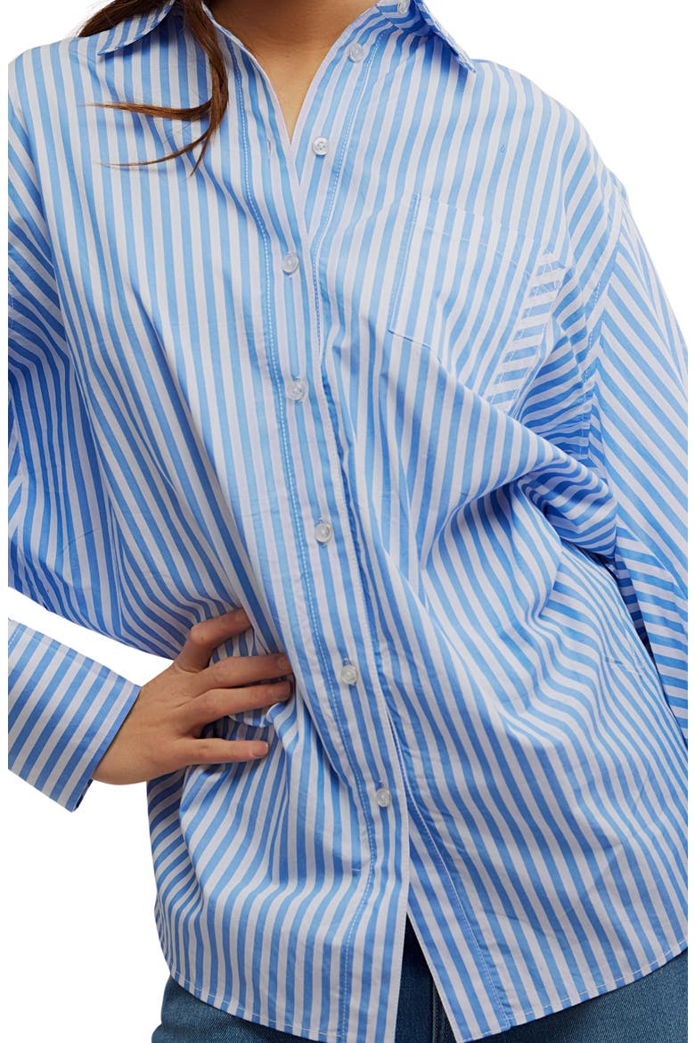 Sabine Tailored Stripe Button-Up Shirt, Alternate, color, OXFORD STRIPE - BLUE